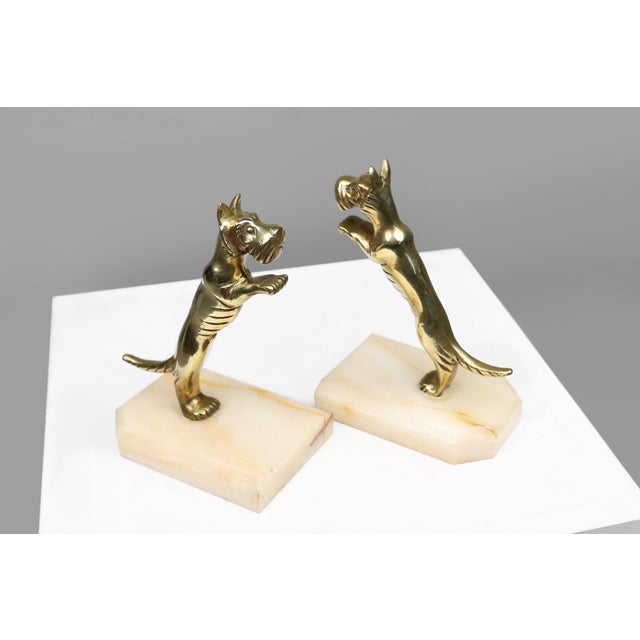 Beige Art Deco Bookends in Copper with Marble Bases, France, 1930s, Set of 2 For Sale - Image 8 of 11