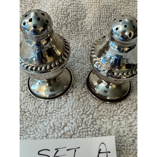 English 1950s Sterling Silver Salt & Pepper Shakers- a Pair For Sale - Image 3 of 5