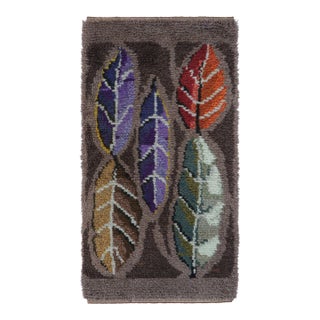 Vintage Swedish Rya Runner With Botanical Leaf and Plume Motifs - Rug & Kilim For Sale