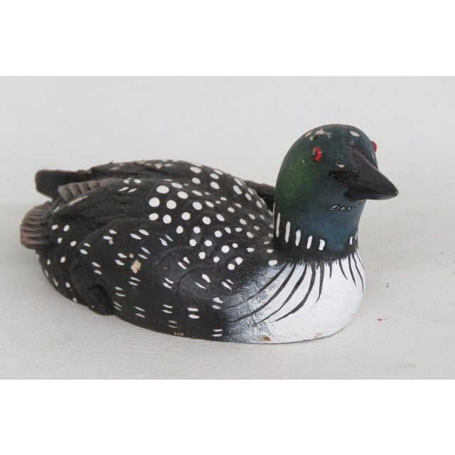 Late 20th Century Heritage Artists Mini Loon Bird Made in Canada Hand Painted Resin Figure 4521b For Sale - Image 5 of 10