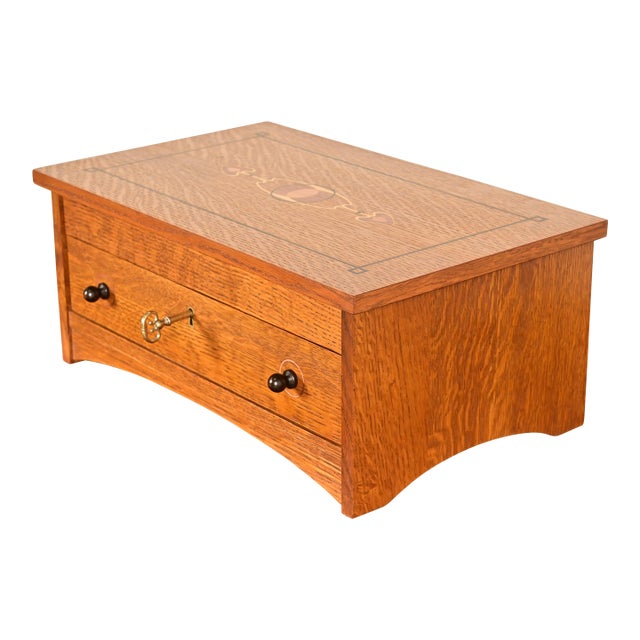 Stickley Harvey Ellis Collection Mission Arts & Crafts Inlaid Oak Jewelry Box For Sale