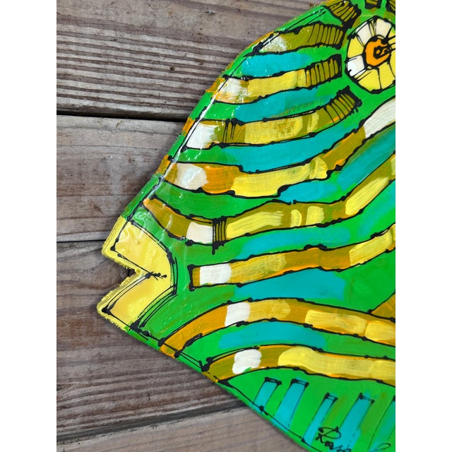Nautical Monumental Coastal Custom Painted “Triggerfish” Wall Art With Epoxy Glaze For Sale - Image 3 of 12