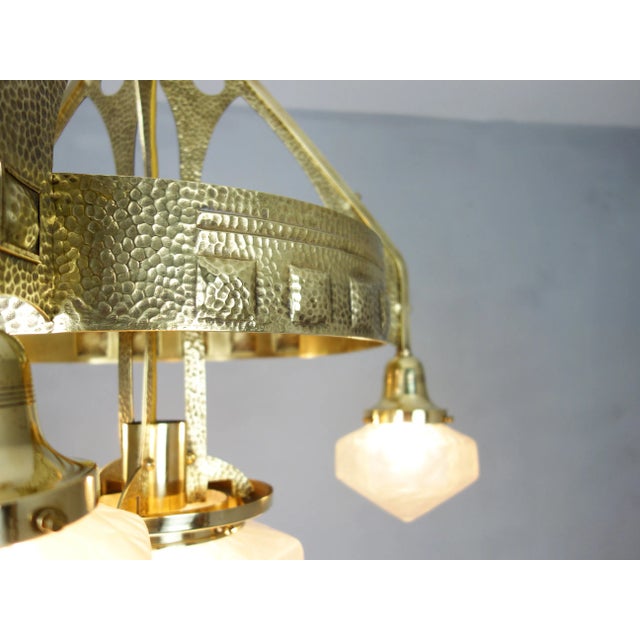 Gold Antique Art Nouveau Ceiling Lamp For Sale - Image 8 of 12