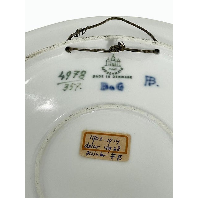 Land with Seascape Porcelain Wall Plate attributed to Bing & Grøndahl, Denmark, 1890s For Sale - Image 5 of 6
