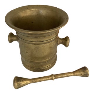 Antique Brass Apothecary Mortar and Pestle For Sale