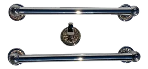 Thg Paris Nickel Towel Bars With Crystals & Nickel Robe Hook With Crystal - 3 Pieces