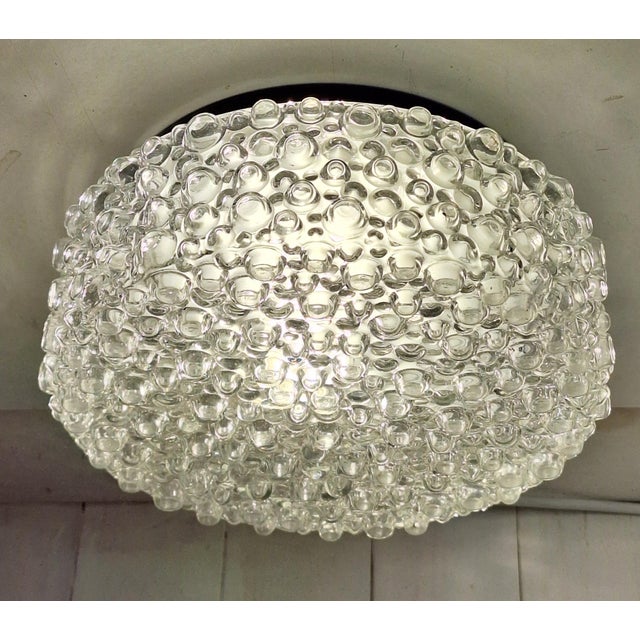 Vintage Ceiling Lamp with Black Metal Mounting and Clear Relief Glass Shade, 1980s For Sale - Image 3 of 7