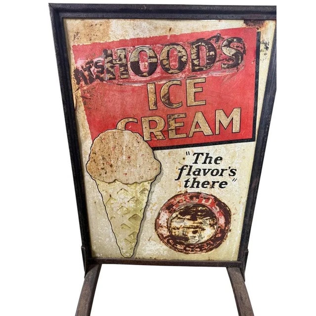 Vintage Two-Sided Hood’s Ice Cream Advertising Sign For Sale In Los Angeles - Image 6 of 10