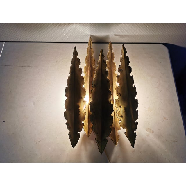 Gold Large Brutalist Brass Wall Lamp by Svend Aage Holm Sørensen for Holm Sørensen & Co., Denmark, 1960s For Sale - Image 8 of 14