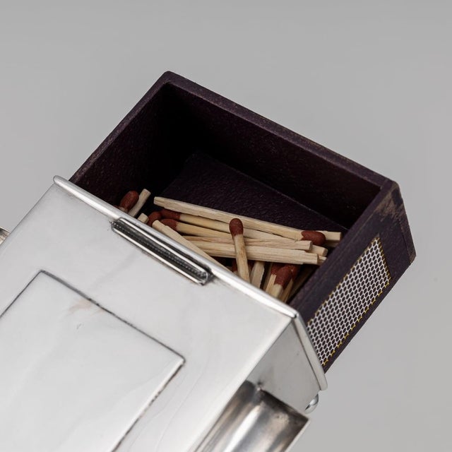 Silver Antique Edwardian Silver Table Matchbox Holder, 1907 For Sale - Image 8 of 15