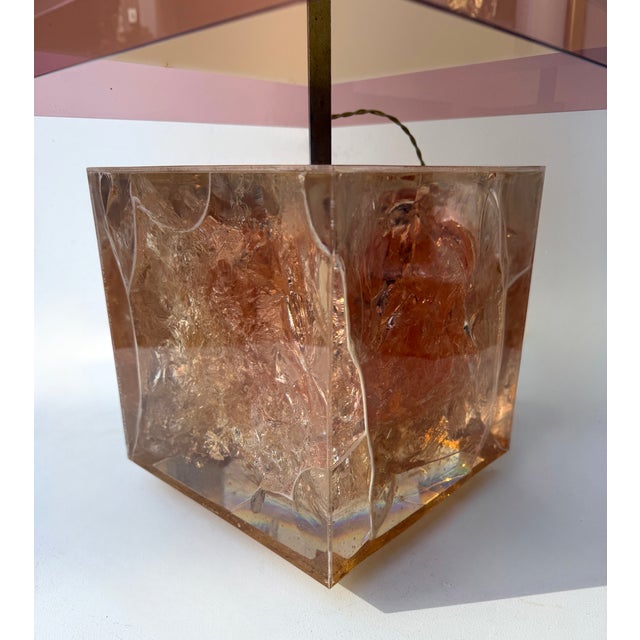 Pair of Lamps Pink Fractal Resin by Selenova, Italy, 1970s For Sale - Image 11 of 14