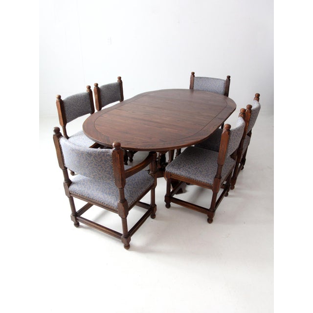 Vintage Jacobean Revival Style Dining Set of 6 For Sale - Image 11 of 12