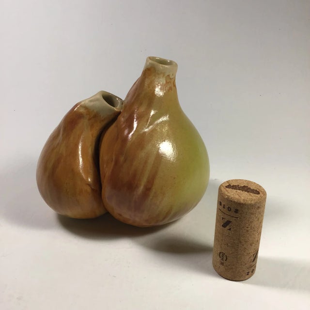 Ceramic 2000 Patricia Garrett Pottery Double Yellow Onion Bulb Vase For Sale - Image 7 of 8