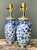 Vintage Asian Blue and White Floral Ceramic Lamps - A Pair For Sale - Image 4 of 12