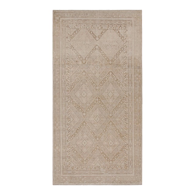 Vintage Khotan Transitional Beige and Black Wool Rug For Sale