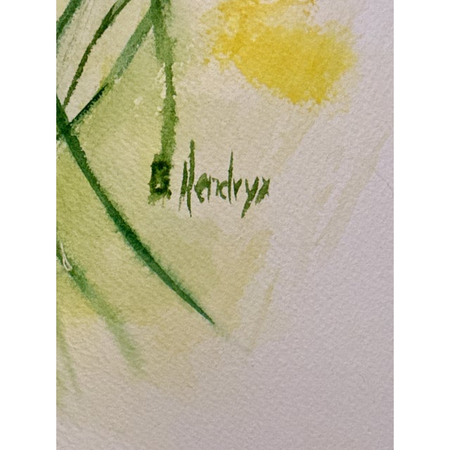 Yellow Original Watercolor Painting, Daffodils, Signed For Sale - Image 8 of 9