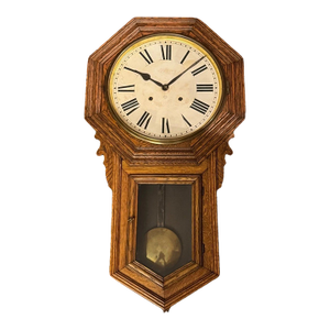 Antique Ansonia “Regulator A” Schoolhouse Style Regulator Wall Clock