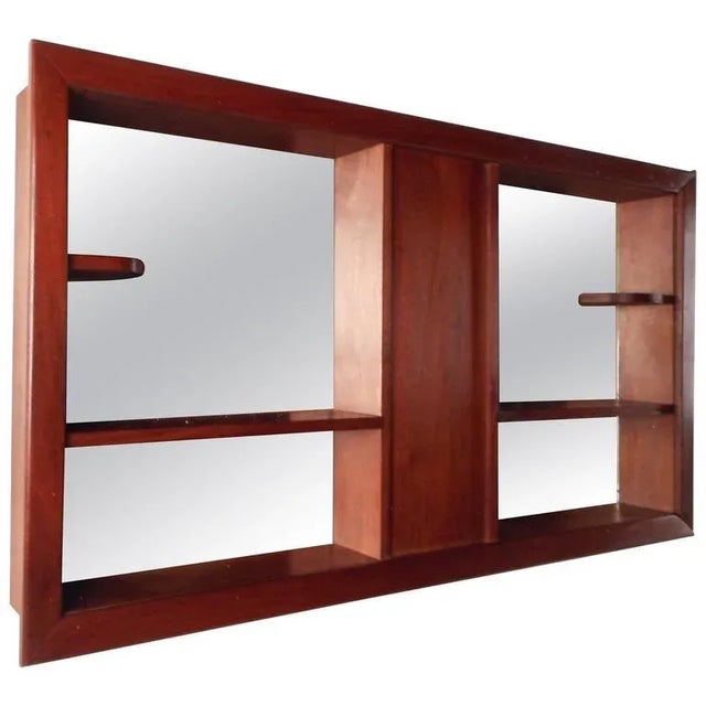Wood Mid-Century Modern Walnut and Mirrored Shadow Box For Sale - Image 7 of 7