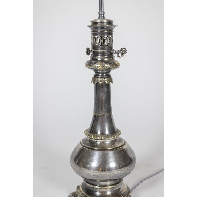 Table Lamps in Metal and Silvered Bronze, 1880s, Set of 2 For Sale - Image 3 of 7