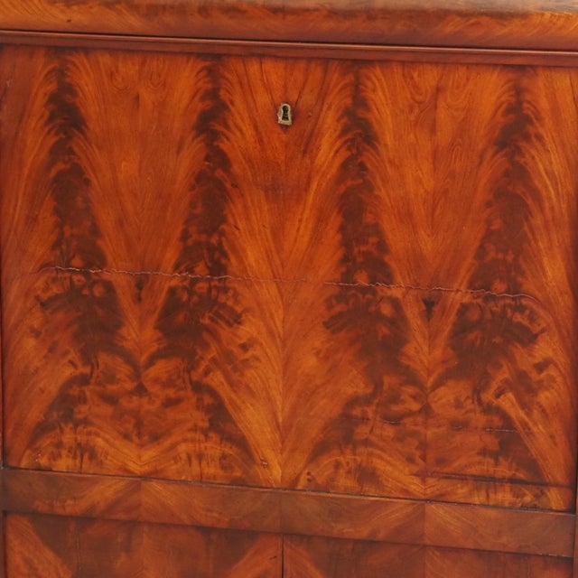 Brown Mahogany Secretaire Desk with Marble Top and Upper Section, 1830 For Sale - Image 8 of 18