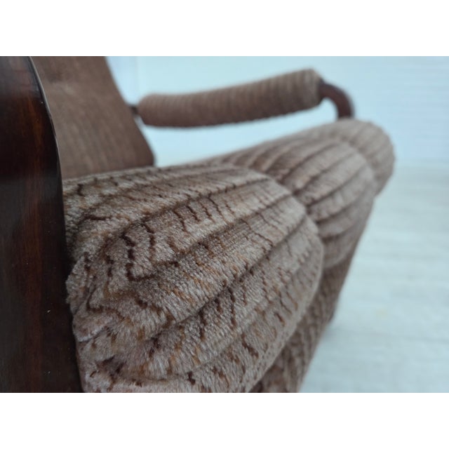 1970s, Danish armchair. Original light brown furniture corduroy, dark beech wood. Original very good condition: no smells,...
