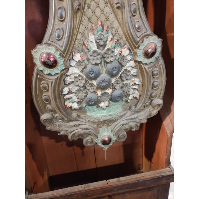 19th Century French Provincial Hand-Painted Comtoise Grandfather Clock, Signed Poitiers For Sale - Image 12 of 14