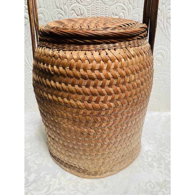 Very beautiful antique hand made Chinese sewing or storage basket Measuring almost 25 inches tall and is I almost 11...
