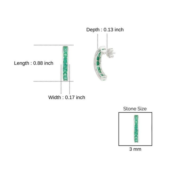 Green Round Cut Green Onyx C-Shape Hoop Earrings in 925 Silver- A Pair For Sale - Image 8 of 10