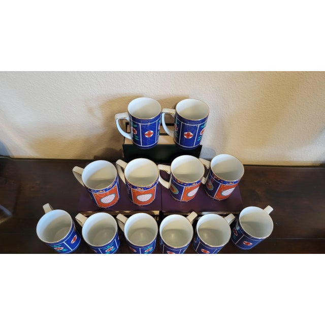 Blue Vintage Neiman Marcus Imari Style Coffee or Tea Mug Set- 12 Pieces For Sale - Image 8 of 12