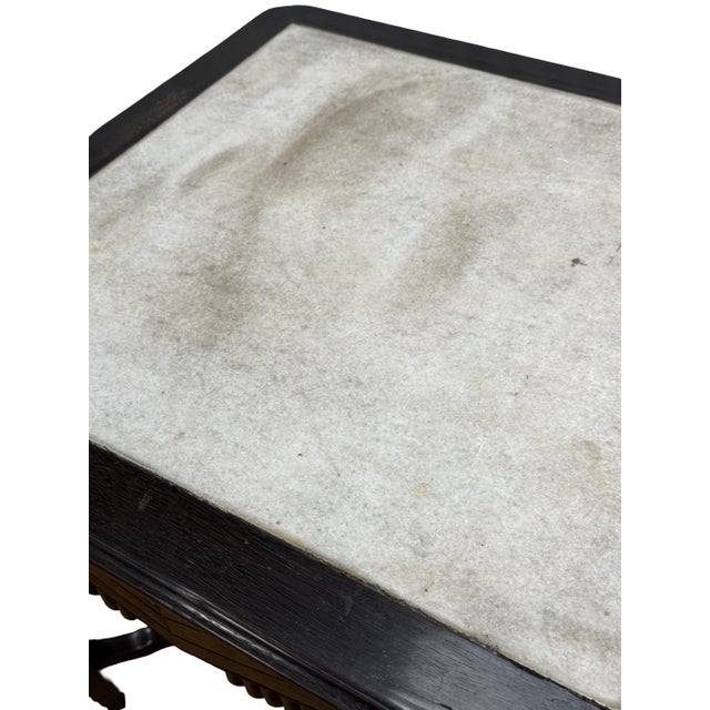 Asian Style Early 20th Century "Old Shanghai" Style Tieli Wood & Marble Top Center Table For Sale - Image 4 of 10