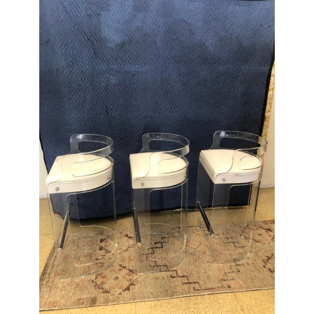 1970s Vintage Lucite Bar Stools Set of 3 Chairish