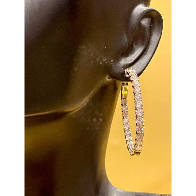 7.68 Carat Diamond Inside Out Hoop Gala Cocktail Earrings in 14 Karat White Gold For Sale - Image 13 of 18