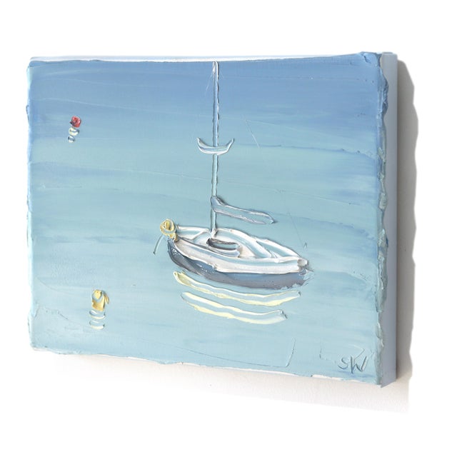 Contemporary Berry's Bay Study 2 (25.10.21) - Plein Air - Impasto Thick Paint Original Plein Air Landscape Oil on Canvas by Sally West For Sale - Image 3 of 9