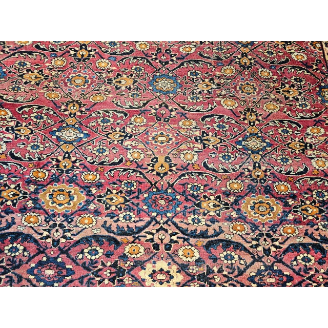 Antique Persian Mahal Sultanabad Rug, Hand-Knotted Wool, Geometric Pattern, 11x13, Red & Navy For Sale - Image 17 of 18