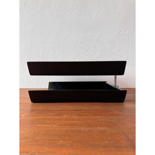 Florence Knoll Florence Knoll Two-Tier Ebonized Walnut Paper Tray For Sale - Image 4 of 7