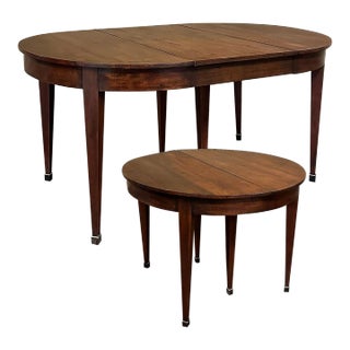 Antique French Empire Style Walnut Dining Table With Leaf For Sale