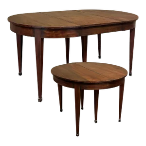 Antique French Empire Style Walnut Dining Table With Leaf
