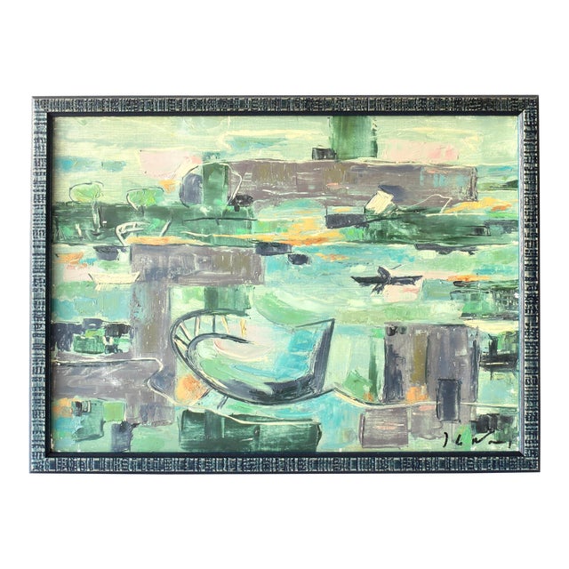 Midcentury French Abstract Landscape For Sale