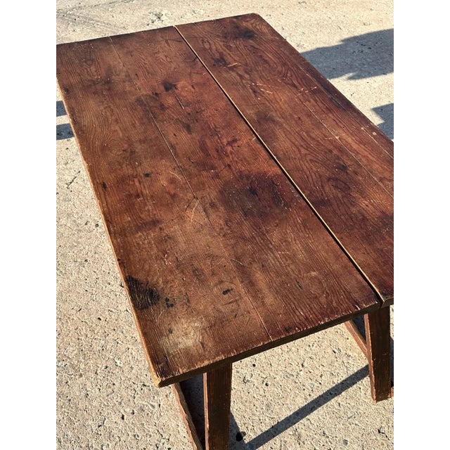 Early 20th Century Vintage Wood Sawhorse/Trestle Work Table For Sale - Image 4 of 5