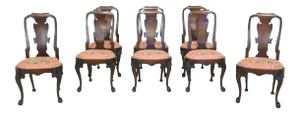 Vintage High English Dining Room Chairs - Set of 8