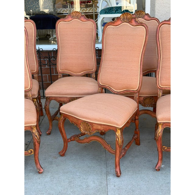 Set of 10 Dennis and Leen Rococo Style Painted Giltwood Dining Chairs For Sale In Los Angeles - Image 6 of 9