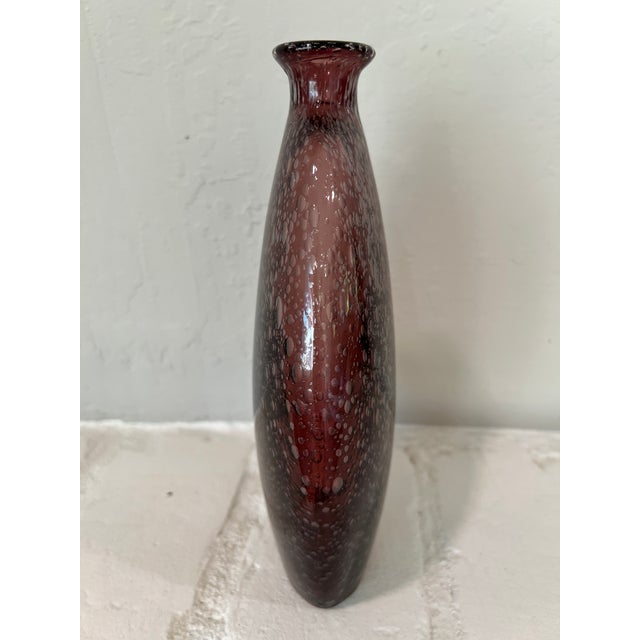 Set of 3 Hand-Blown Controlled Bubble Glass Vases Amber Amethyst Green For Sale - Image 11 of 12