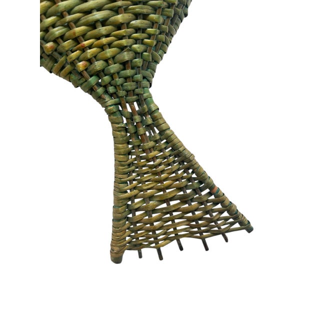 Mid-Century Modern Fish Wicker Rattan Pendant Lamp, 1960s For Sale - Image 14 of 18