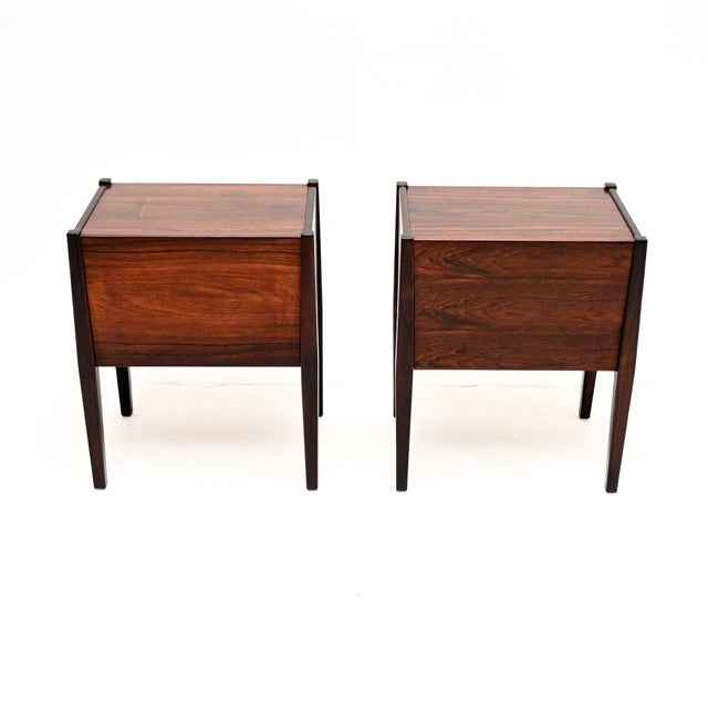 Wood Vintage Danish Bedside Cabinets attributed to Poul Hundevad, 1960, Set of 2 For Sale - Image 7 of 11