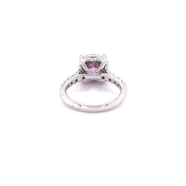 1.51 Carat Pink Sapphire Diamond 14 Karat White Gold Engagement Ring, Size 6.5 For Sale - Image 4 of 12