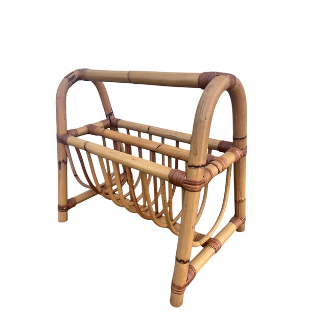 Rattan Wicker Magazine Rack 1970’s this vintage magazine rack is in near original condition some small surface scratches...