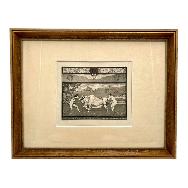 Max Klinger Apollo and Daphne Ii, 1879 Original Etching & Aquatint, Opus II Plate Xi, Framed German Symbolist Art For Sale