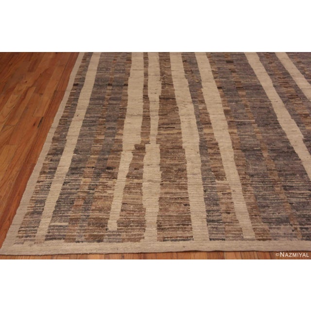 Neutral Earthy Grey Brown and Cream Tribal Modern Room Size Area Rug For Sale - Image 4 of 9