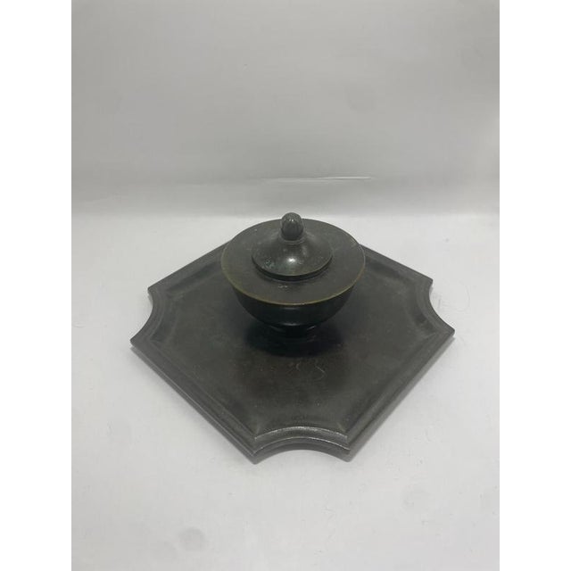 Elegant bronze inkwell produced by GAB (Guldsmedsaktiebolaget), Sweden, circa 1930s. This beautifully crafted inkwell...