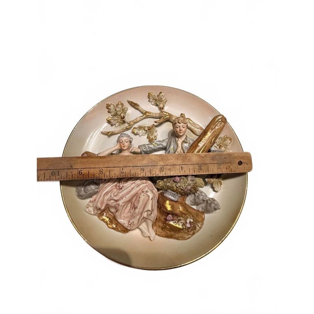 Mid-Century Ardalt 3d Relief Porcelain Courting Couple Wall Plate For Sale In Jacksonville, FL - Image 6 of 6